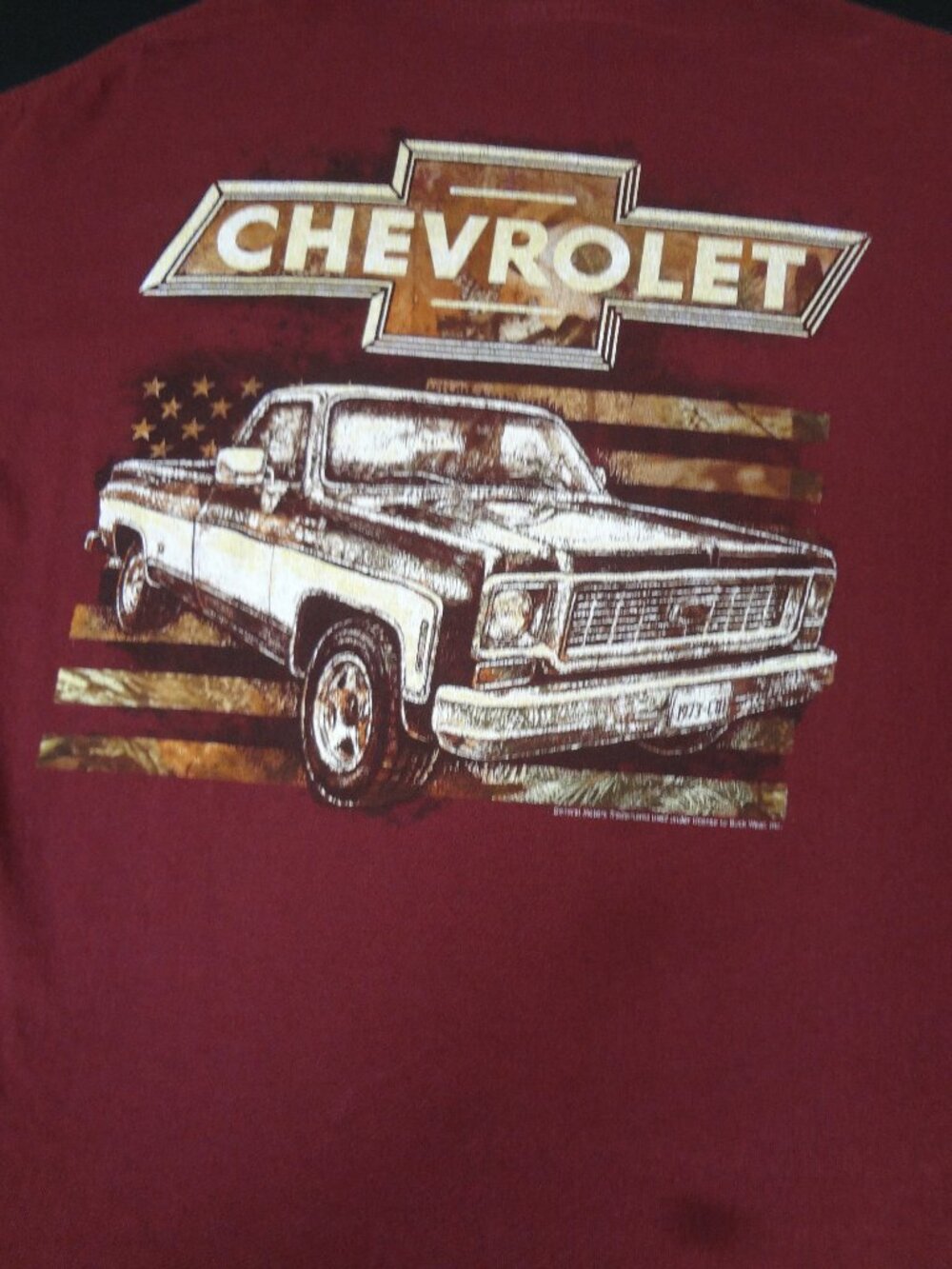 CHEVROLET CHEVY TRUCKS OLD BOX CHEVY DARK RED LARGE T-SHIRT L587